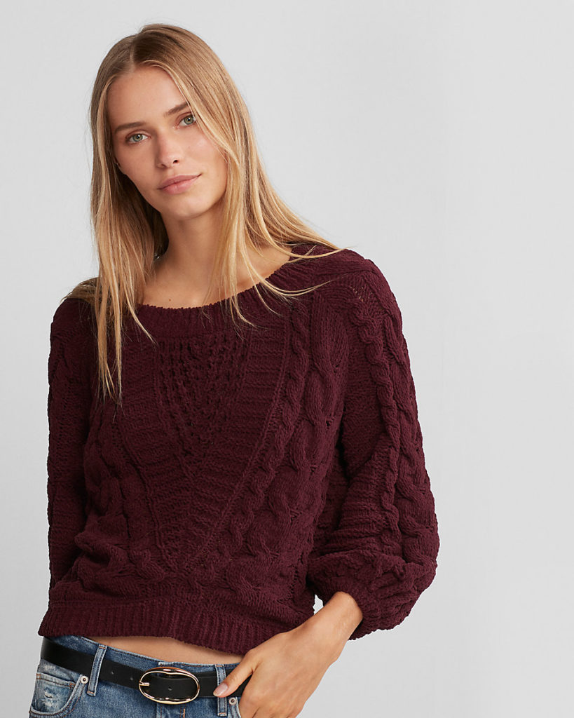 Maroon Chenille Sweater from Express