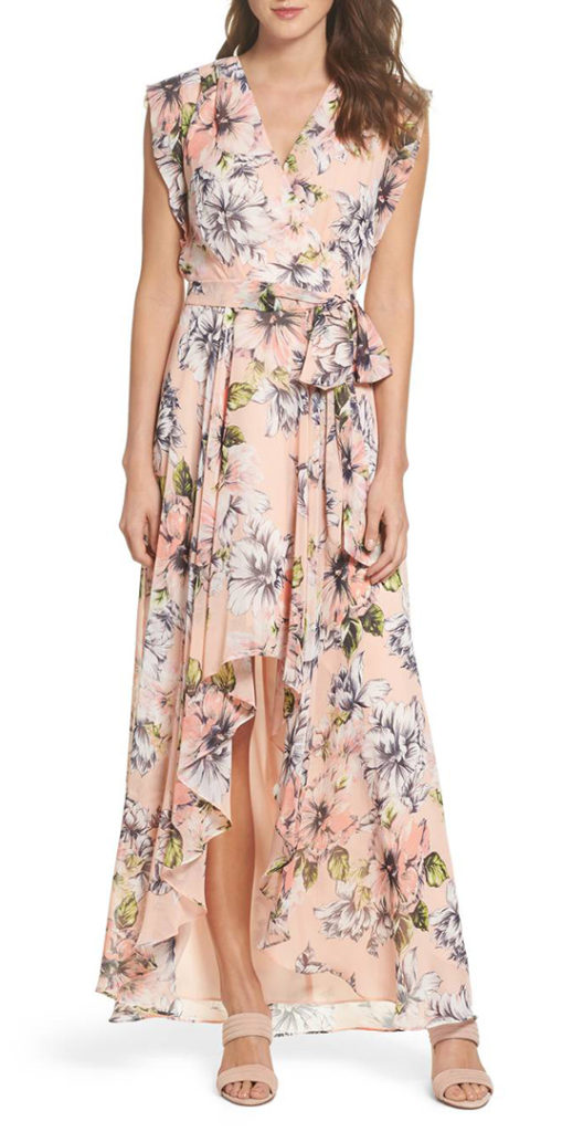 Floral Ruffle High/Low Maxi Dress