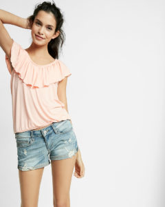 Low Rise Relaxed Destroyed Denim Shorts - Express