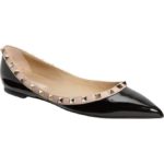 Valentino Rock Stud Black Patent Leather Flats